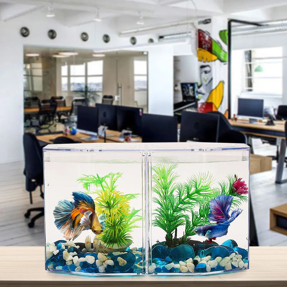 Acrylic Guppy Fish Tank Two Splits Aquarium Betta Fish Bowl Transparent Aquarium Hatchery Breeding Isolation Box
