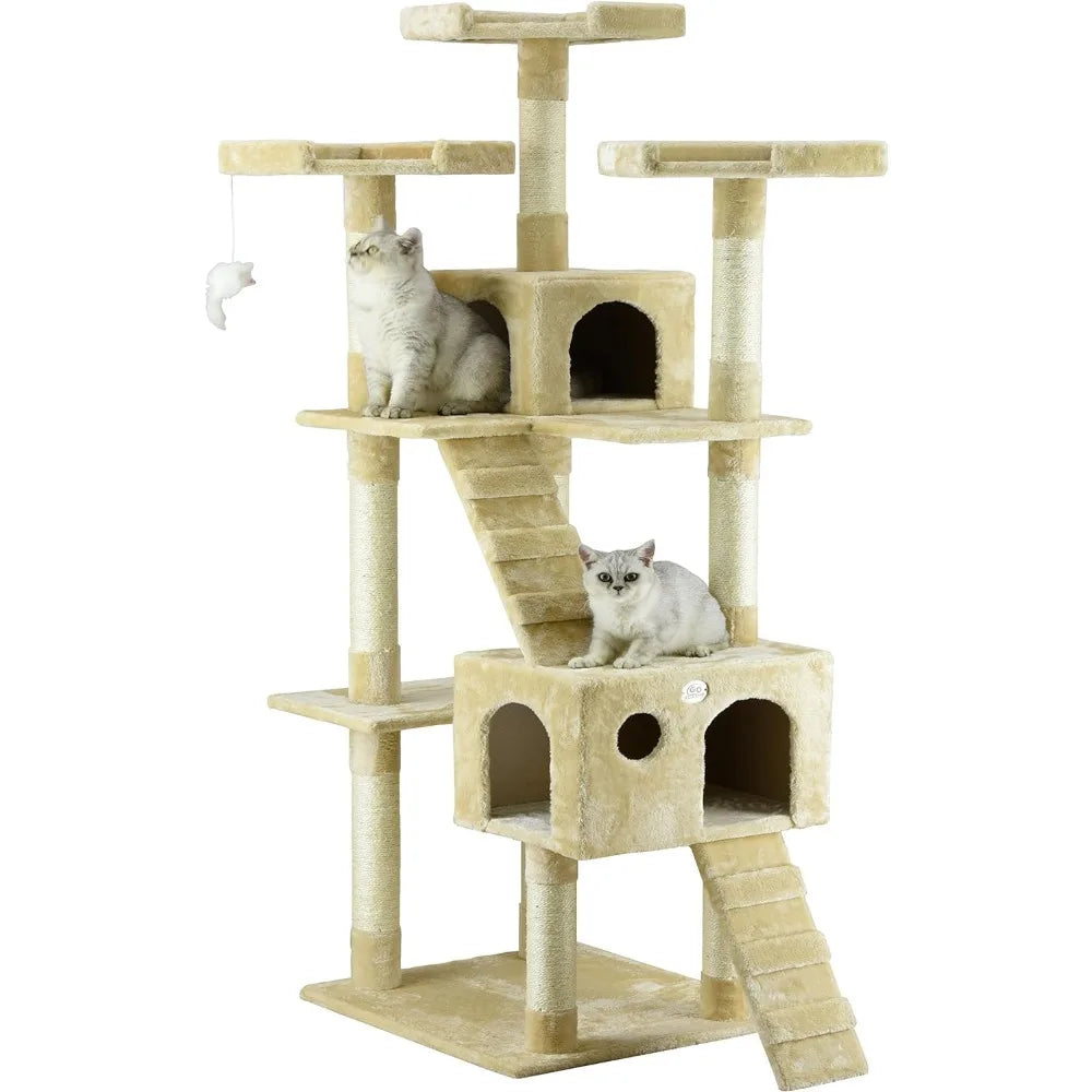 Cat Tower, Large Indoor Cat Play Scratching Hidden Climbing Activity Game House, Cat Tree
