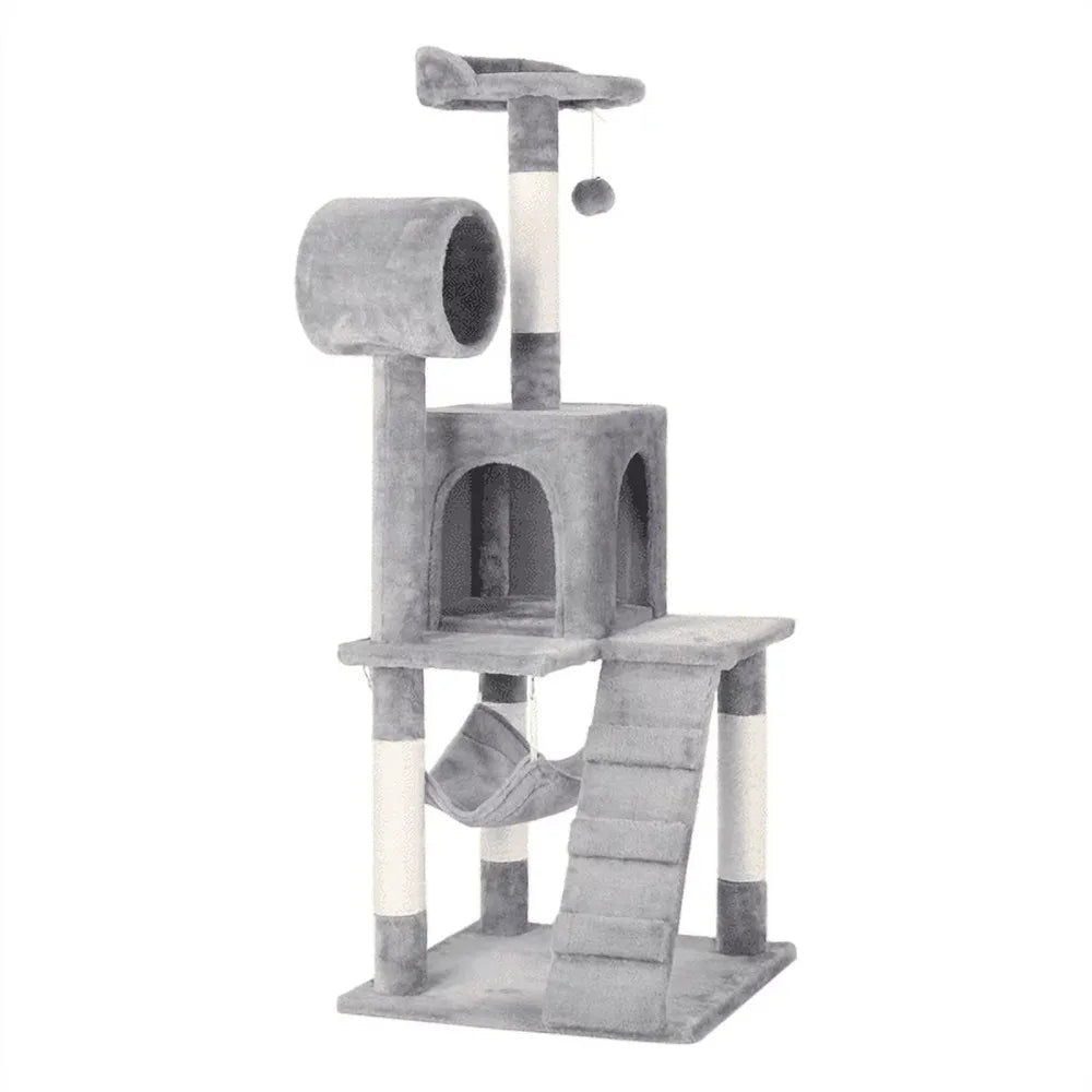 51-Inch Cat Tree Pet House with Hammock Scratching Post Tower