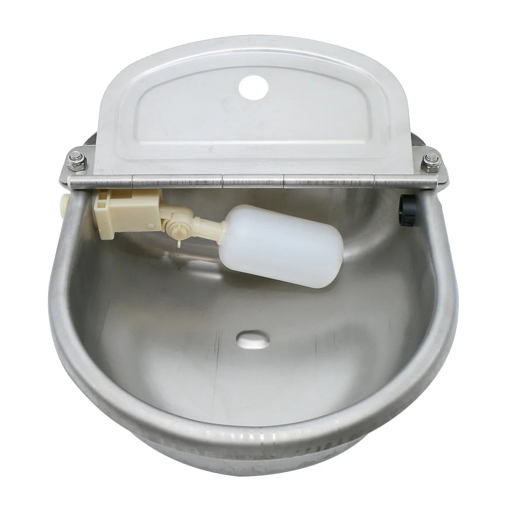 Cattle Drinking Bowl 4L 304 Stainless Steel Water Trough Horses Sheep Pig Float Automatic Waterer Dog Drinking Bowl Bull Acces