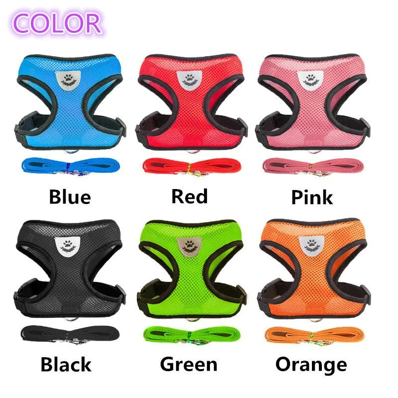 Pet Harness and Leash Set Cat and Dog Walking Soft Mesh Breathable Adjustable Vest for Puppy Leash Chest Strap Pet Supplies
