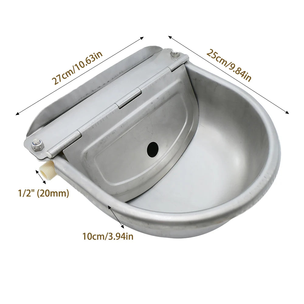 Cattle Drinking Bowl 4L 304 Stainless Steel Water Trough Horses Sheep Pig Float Automatic Waterer Dog Drinking Bowl Bull Acces