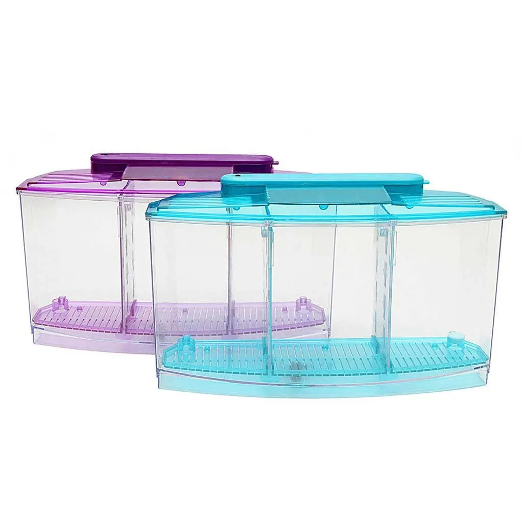 450ML Arylic Aquarium with 3 Compartments Mini Fish Tank Water Grass 6 LED Lights Water Filtering Tube