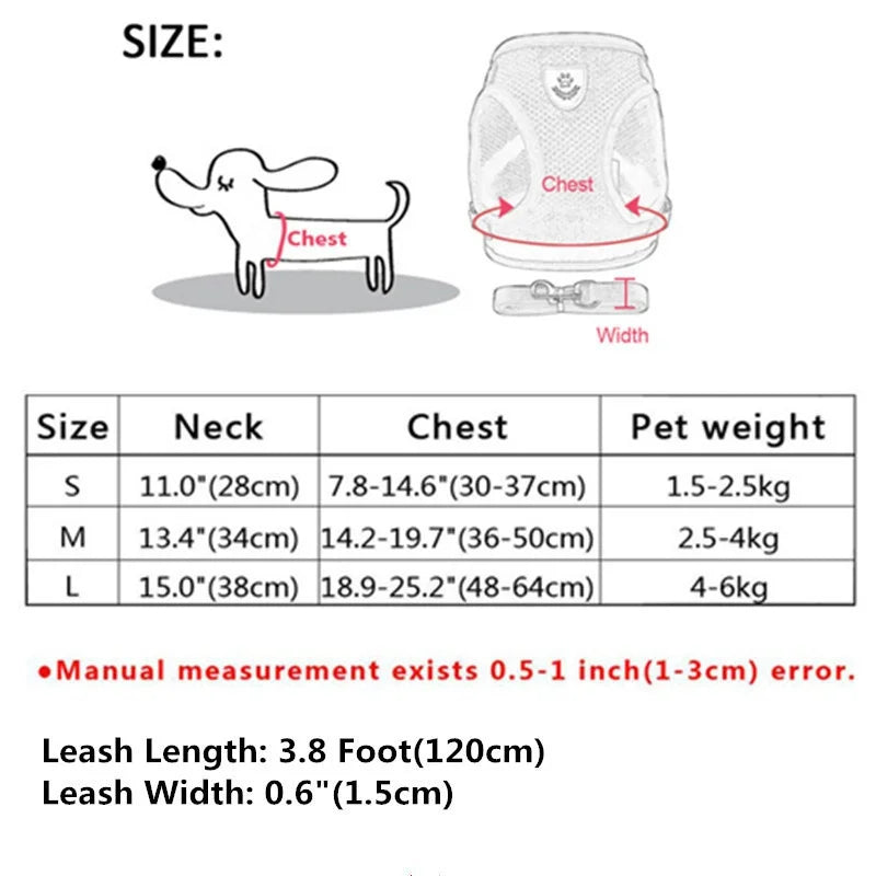 Pet Harness and Leash Set Cat and Dog Walking Soft Mesh Breathable Adjustable Vest for Puppy Leash Chest Strap Pet Supplies