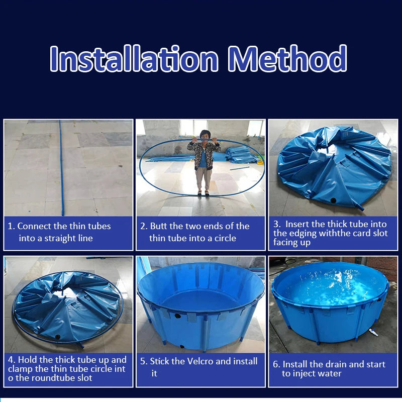 Lvju Collapsible Fish Pond 1700L Dia 150cm x Height 100cm Foldable Plastic Fish Tank Aquarium For Fish Betta