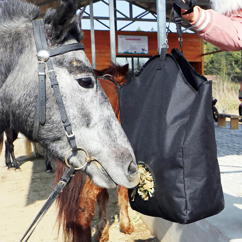 Horse Hay Bag Waterproof Oxford Large Feeder Bag Slow Feed Cloth Bag Full Day Feeding Horse Equipment Farm Equestrian Supplies