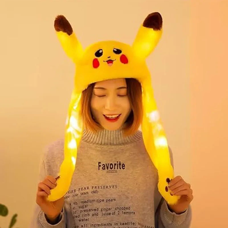 Funny Luminous Bunny Hat Plush Rabbit Hats Ear Moving Jumping Hat Ears Cute Animal Party Cosplay Hats Glow Party Supplies
