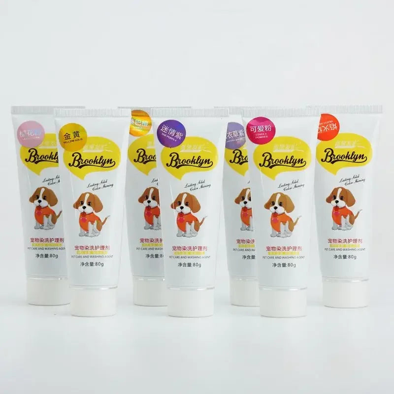 80g New Pet Dog Cats Animals Hair Bright Coloring Dyestuffs Dyeing Pigment Agent Supplies Hair Coloring Safe Dog Accessories