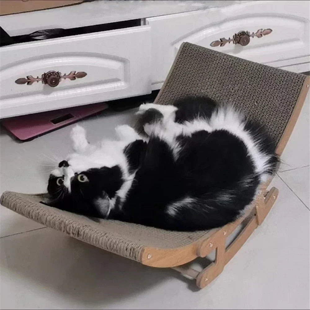 Cat Rocking Chair Swing Sofa for Cats Paper Scratch Board Wooden Frame Beds & Furniture Scratching Post Pet Nest House Supplies