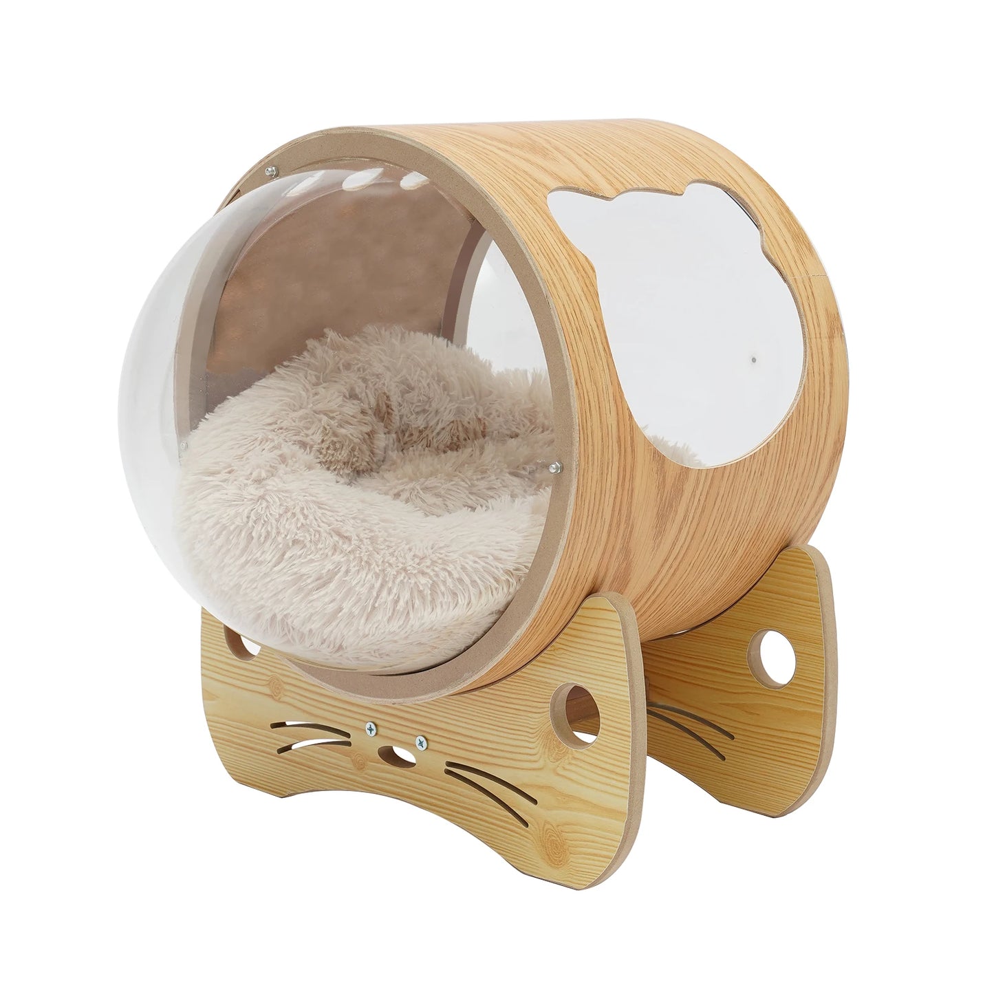 Space Capsule Wooden Pet Bed Spaceship Warm And Cozy Pet Beds For Cats Luxury Pet Furniture Wooden Cat Bed Modern