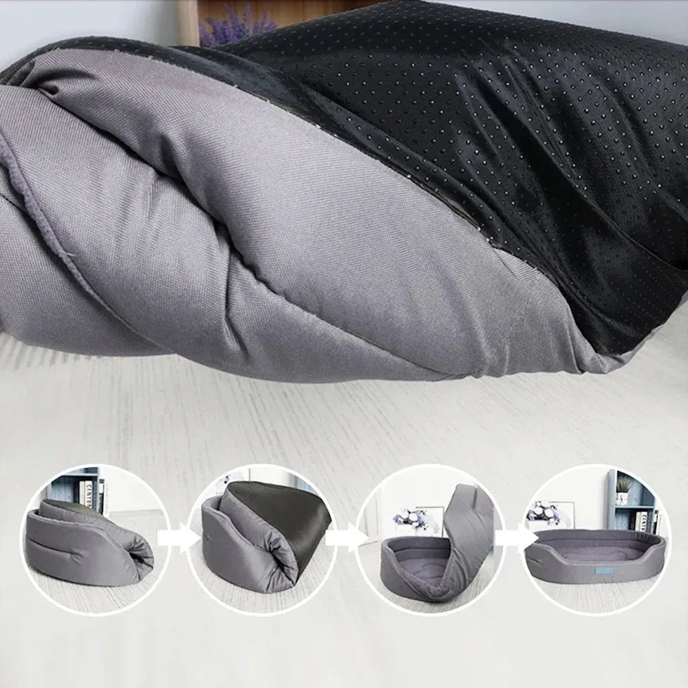 Medium Dog Bed Oval Anti-bite Dog Sofa Bed Oxford Cloth Waterproof and Anti-urine Dual-Purpose Inner Pad Winter Warm Cat House