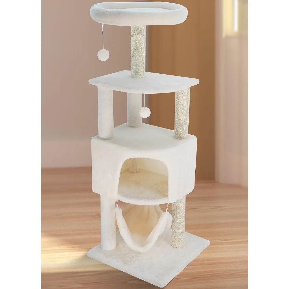HUITREE 45in Cat Tree Tower for Indoor Cats with Scratching Post and Hanging Bed,