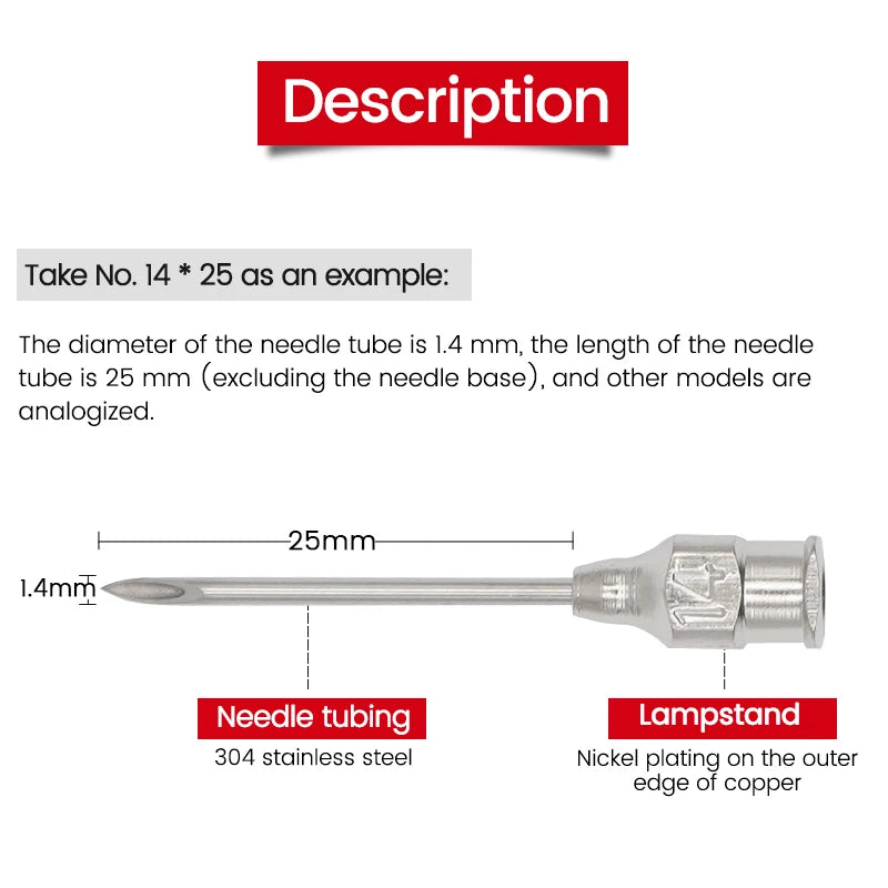 10 Pcs/boxs Farm Animals Injection Needle 304 Stainless Steel Dispensing Needle Syringe Poultry Small Veterinary Supplies