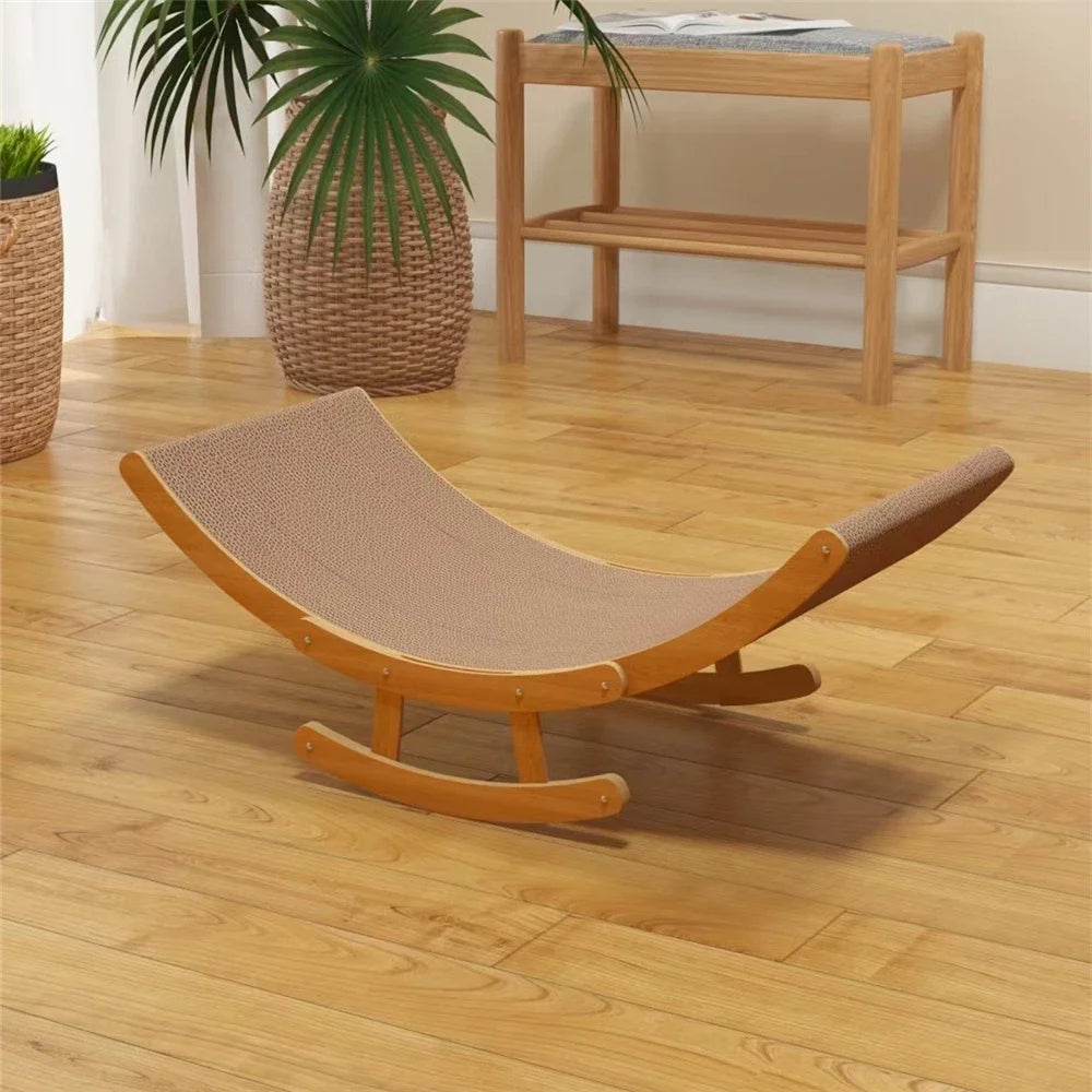 Cat Rocking Chair Swing Sofa for Cats Paper Scratch Board Wooden Frame Beds & Furniture Scratching Post Pet Nest House Supplies