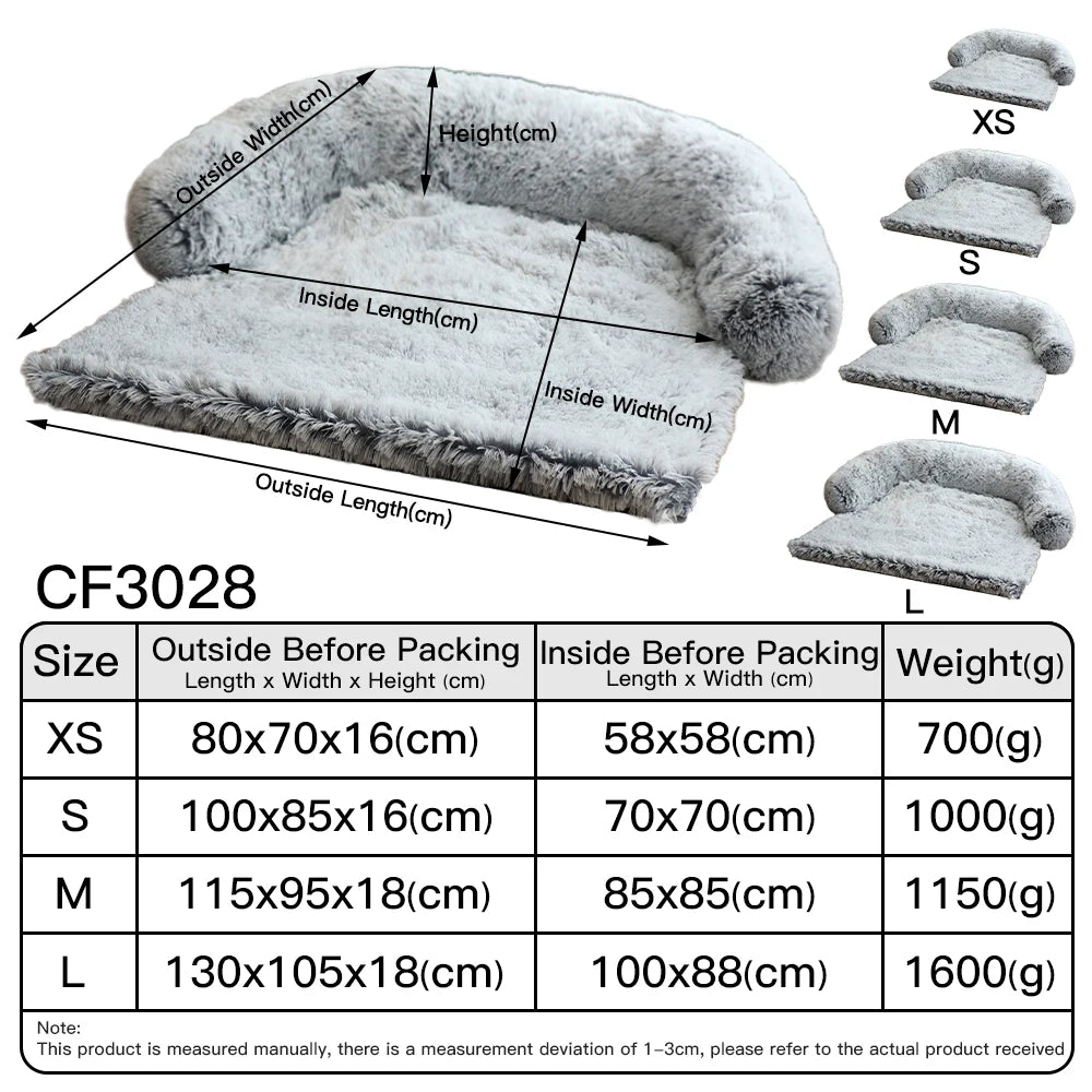Winter Pet Sofa Bed Large Dog Beds with Zipper Plush Calming Dog Kennel Warm Cat Bed Mat Couches Car Floor Furniture Protector