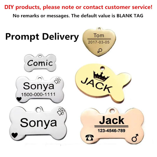 Pet Dog ID Tags Identification Pet Collar Kitten Puppy ID Tags For Collars Cat Accessories Name Bone Shape Personalized Name
