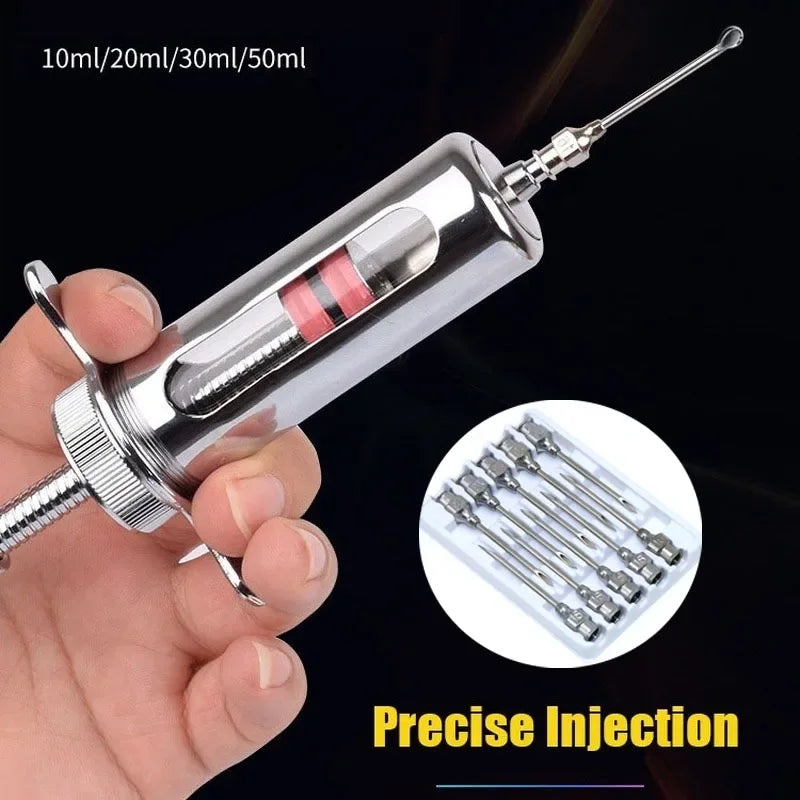 Animal Syringe for Pig Cattle Sheep Injector Vet Tools Farm Supplies Reusable Veterinary Stainless Steel Syringe Hypodermic