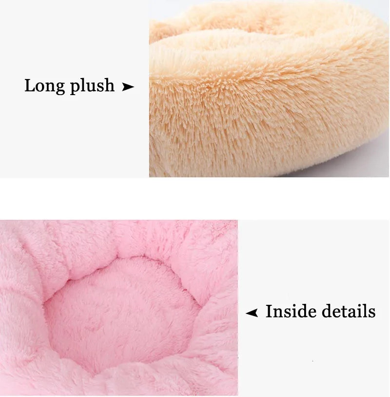 Round Long Plush Pet Beds for Dog Mattress Cat Sleep Nest Sofa Pets Bed