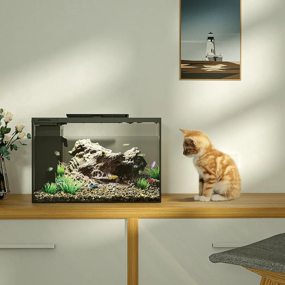 Smart Aquarium That Supports Bluetooth Aquariums and Fish Tanks Fish Tank Starter Kits Fish Bowl (Black) Freight Free Pike Mini