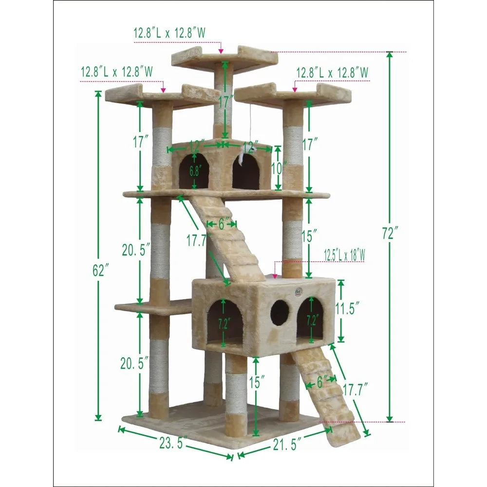 Cat Tower, Large Indoor Cat Play Scratching Hidden Climbing Activity Game House, Cat Tree