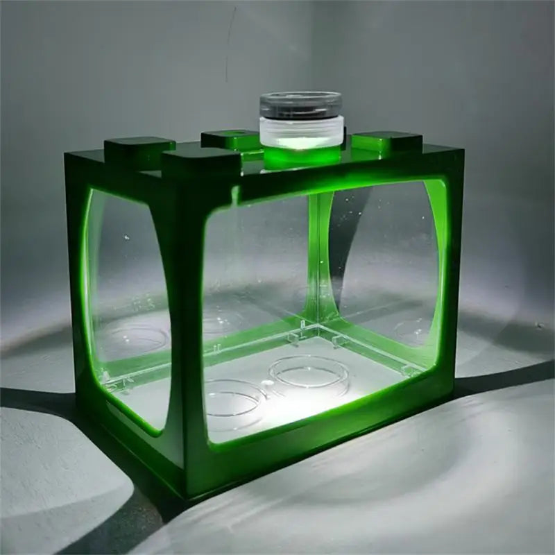 New Small Fish Tank With Seven-color LED Lights Desktop Creative Micro Landscape Ecological Tank DIY Mini Tropical Fish Aquarium