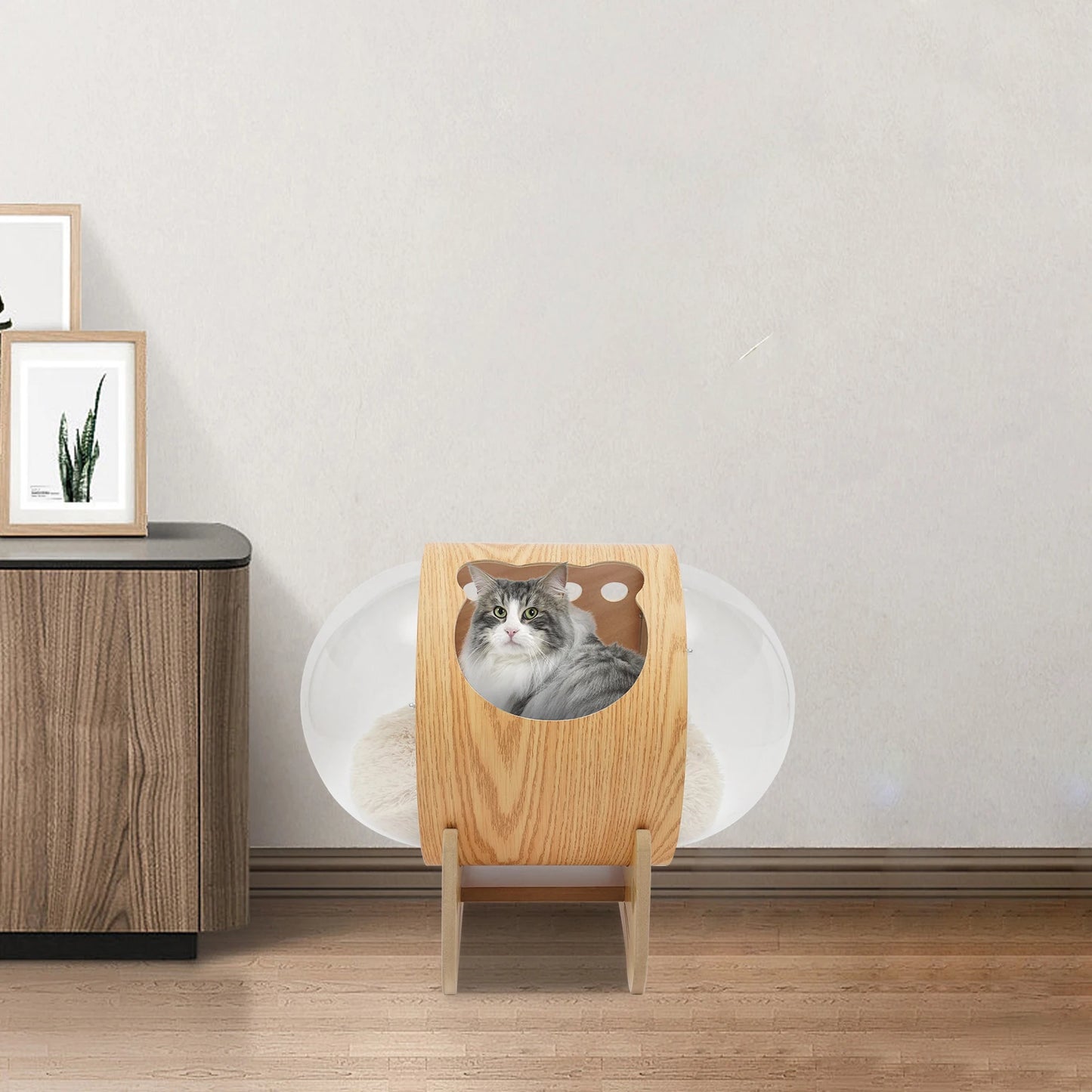 Space Capsule Wooden Pet Bed Spaceship Warm And Cozy Pet Beds For Cats Luxury Pet Furniture Wooden Cat Bed Modern