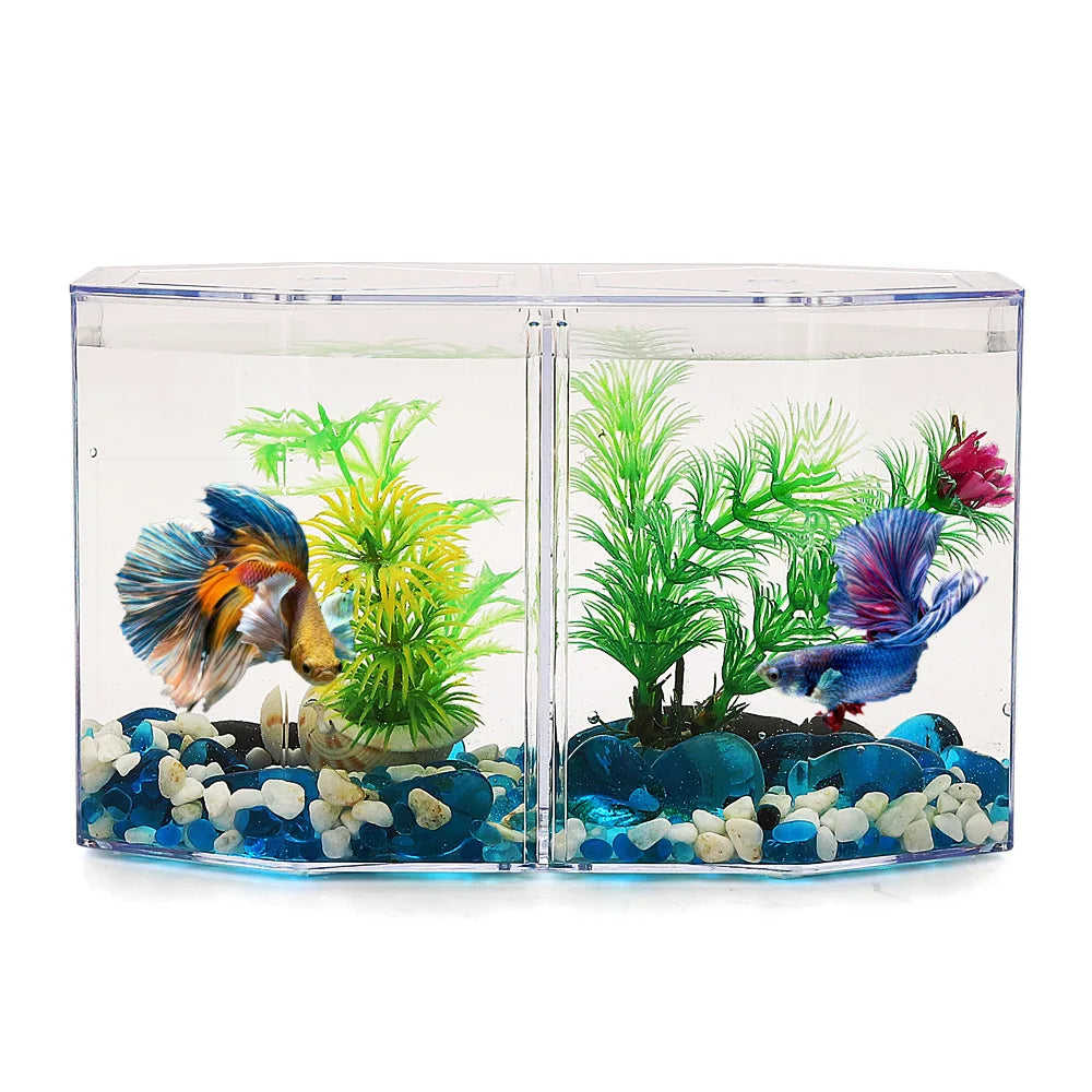 Acrylic Guppy Fish Tank Two Splits Aquarium Betta Fish Bowl Transparent Aquarium Hatchery Breeding Isolation Box