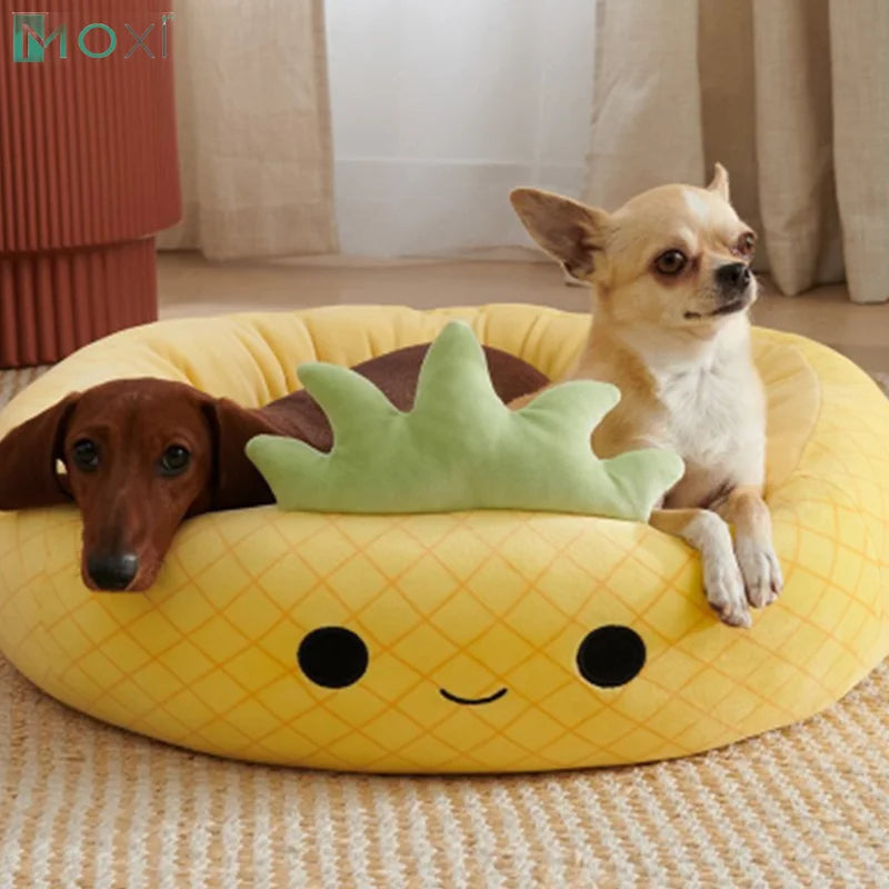 Cartoon Pet Bed Dog Bed Cat Bed Soft Breathable Frog Octopus Pineapple Dolphin Round Pet Nest Antibacterial All Four Seasons Mat