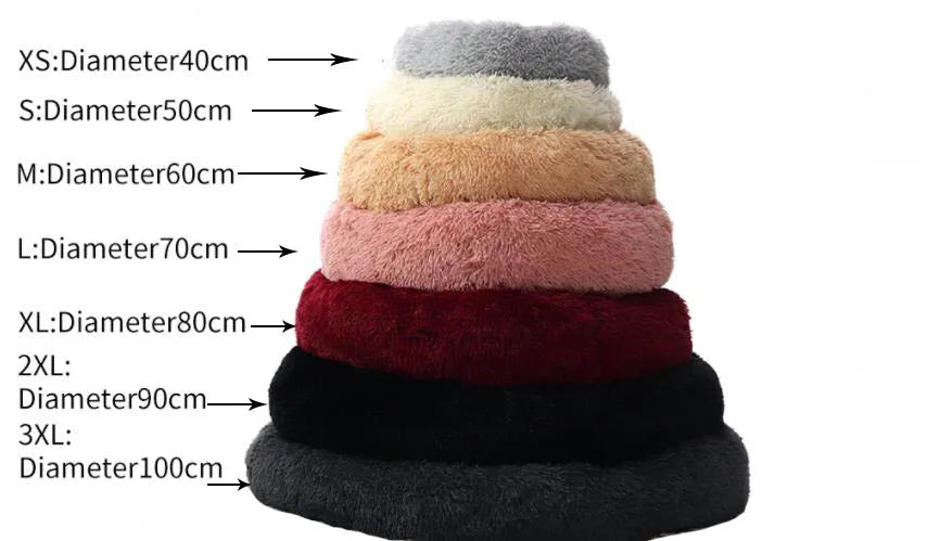 Round Long Plush Pet Beds for Dog Mattress Cat Sleep Nest Sofa Pets Bed