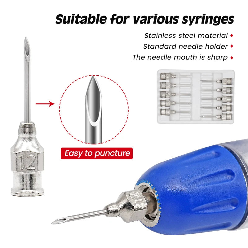 10 Pcs/boxs Farm Animals Injection Needle 304 Stainless Steel Dispensing Needle Syringe Poultry Small Veterinary Supplies