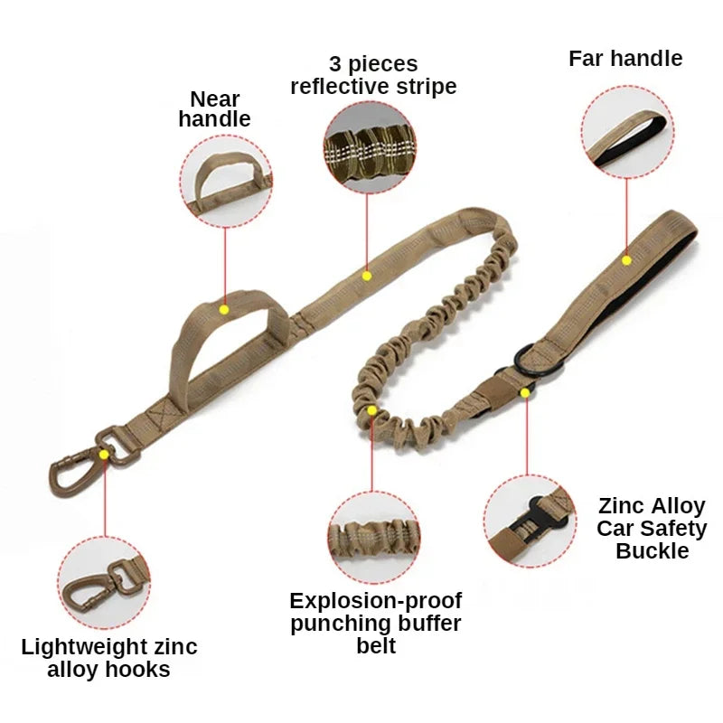 Durable Tactical Dog Collar Leash Military Heavy Duty For Medium Large Dogs Collars German Shepherd Walking Training Accessories