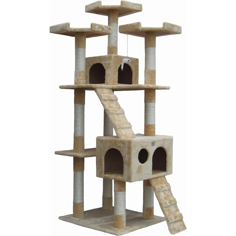 Cat Tower, Large Indoor Cat Play Scratching Hidden Climbing Activity Game House, Cat Tree