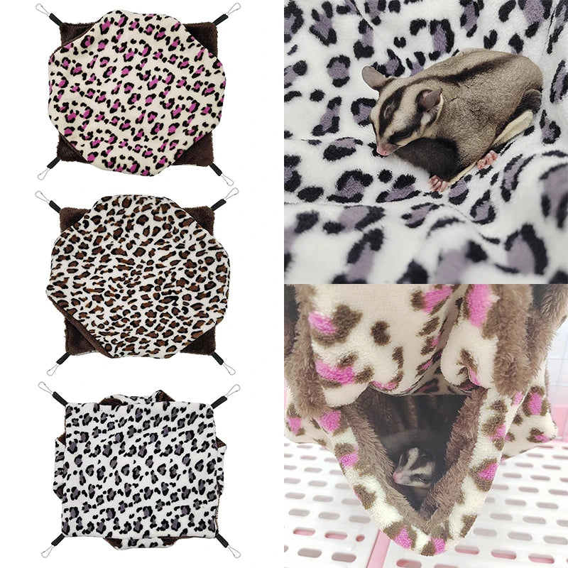 Warm Plush Hamster Hammock Small Animal 3 Layer Thicken Sleeping Bag Nest Pets Rat Squirrel Hanging Cage House Pets Supplies
