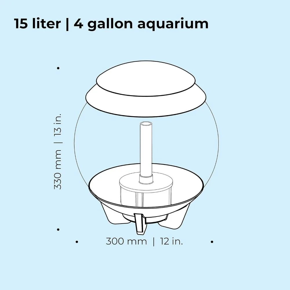 Halo 15 Acrylic 4-Gallon Aquarium with Multi-Color Remote-Controlled LED Lights Modern Compact Tank for Tabletop or Deskto