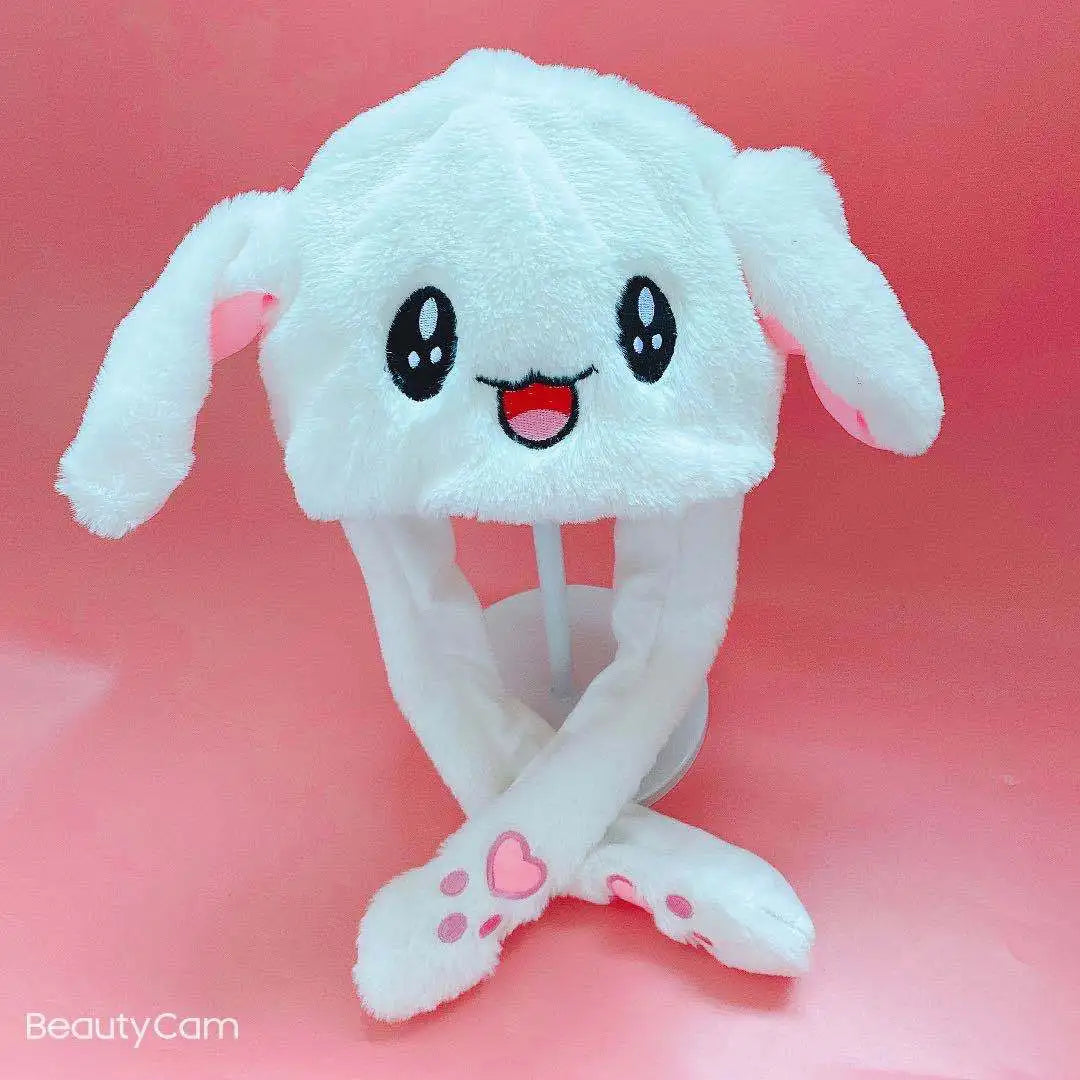 Funny Luminous Bunny Hat Plush Rabbit Hats Ear Moving Jumping Hat Ears Cute Animal Party Cosplay Hats Glow Party Supplies