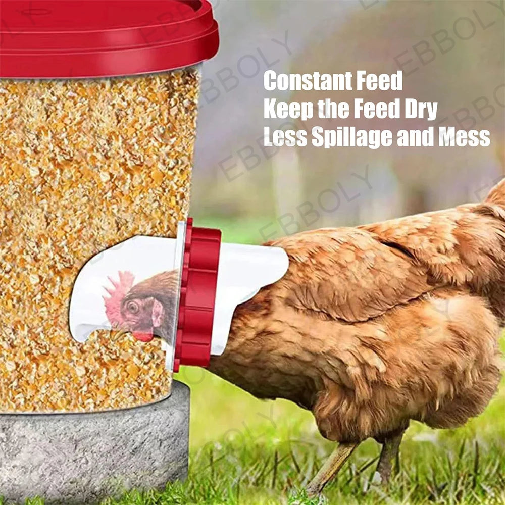 High Quality Chicken Feeder Poultry Feeder Port Rain Rodent Proof No Waste Fit For Buckets Barrels Bins Gravity Feed Kit Troughs