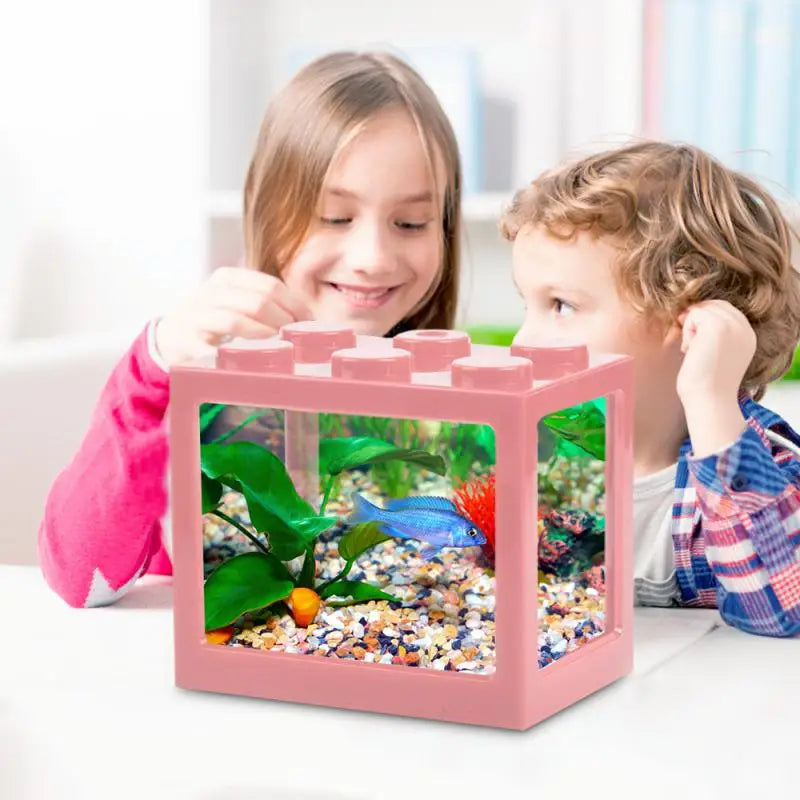 Creative Multicolor Stackable Building Blocks Ecological Aquarium Fish Tank Spider Ant Small Mini Reptile Pet Box Home Decoratio
