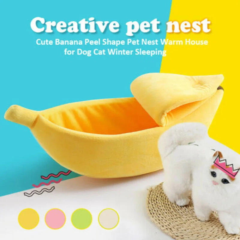 Funny Banana Cat Bed House Cute Cozy Cat Mat Beds Warm Durable Portable Pet Basket Kennel Dog Cushion Cat Supplies Multicolor
