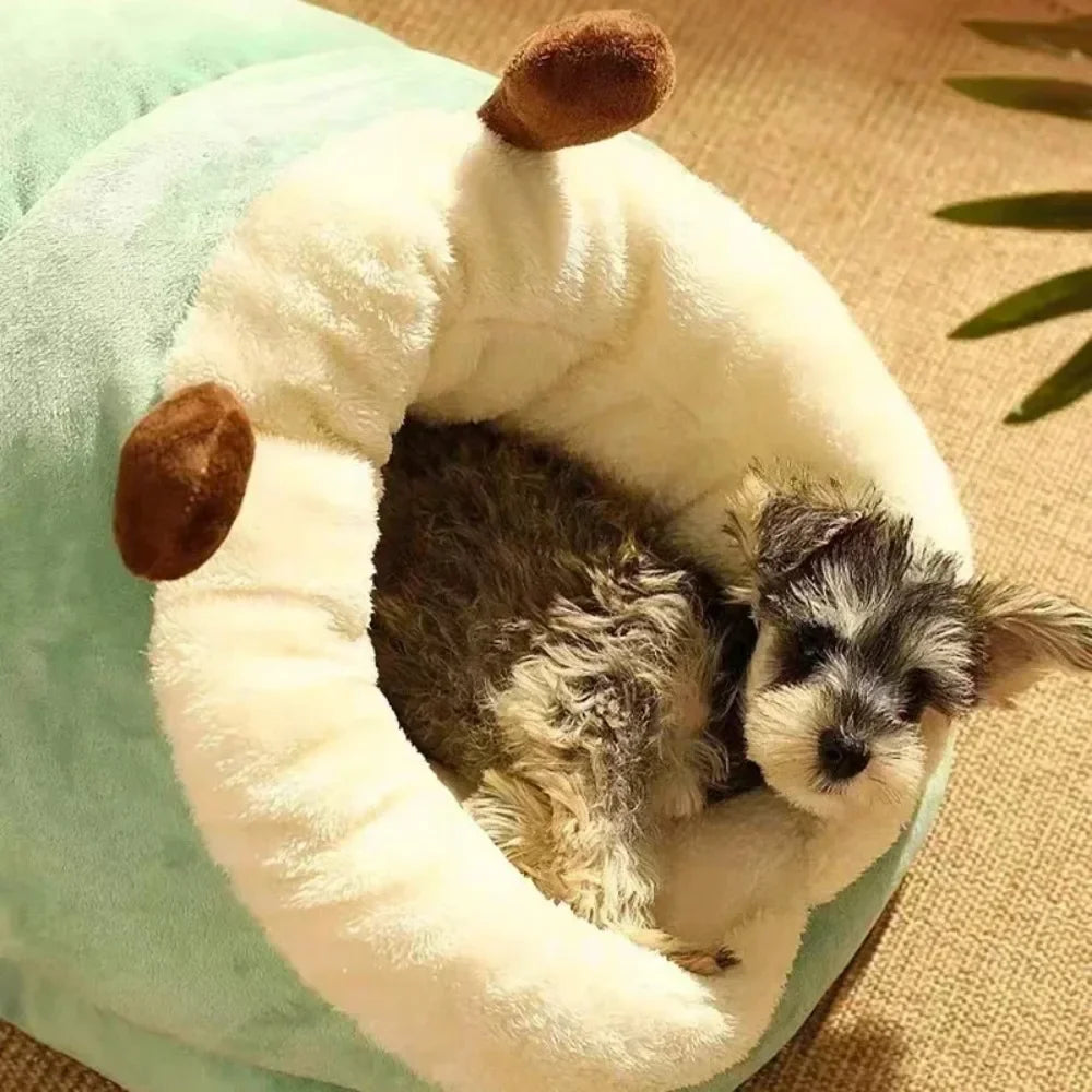 Pet Warm Slipper Nest Comfortable Soft Cute Slippers Shaped Small Cat Dog Bed Semi Enclosed Thickened Cushion Bed Pet Supplies