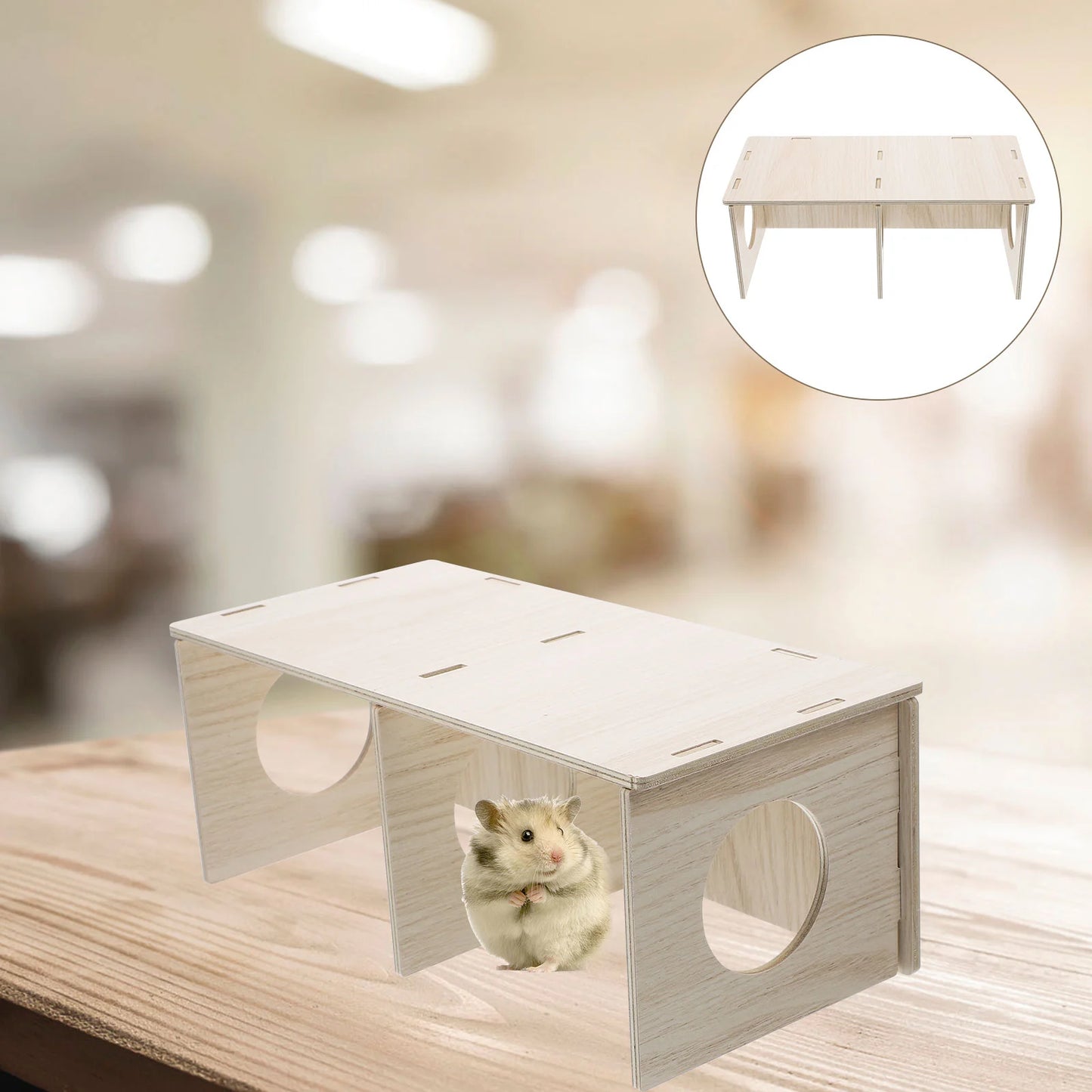Hamster House Guinea Toy Wood Hideout Woodencabin Maze Cage Hidepets Toys Animal Place Hiding Hideouts Platform Decor Enrichment