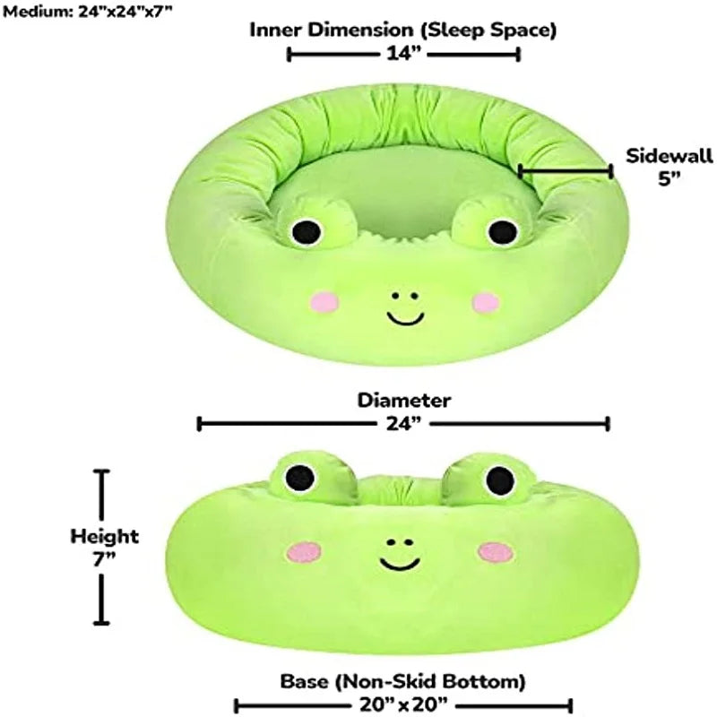 Cartoon Pet Bed Dog Bed Cat Bed Soft Breathable Frog Octopus Pineapple Dolphin Round Pet Nest Antibacterial All Four Seasons Mat