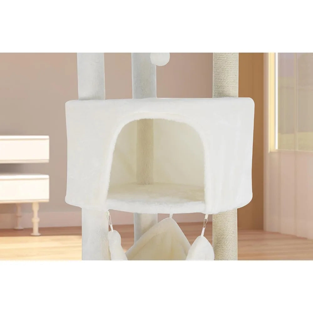 HUITREE 45in Cat Tree Tower for Indoor Cats with Scratching Post and Hanging Bed,