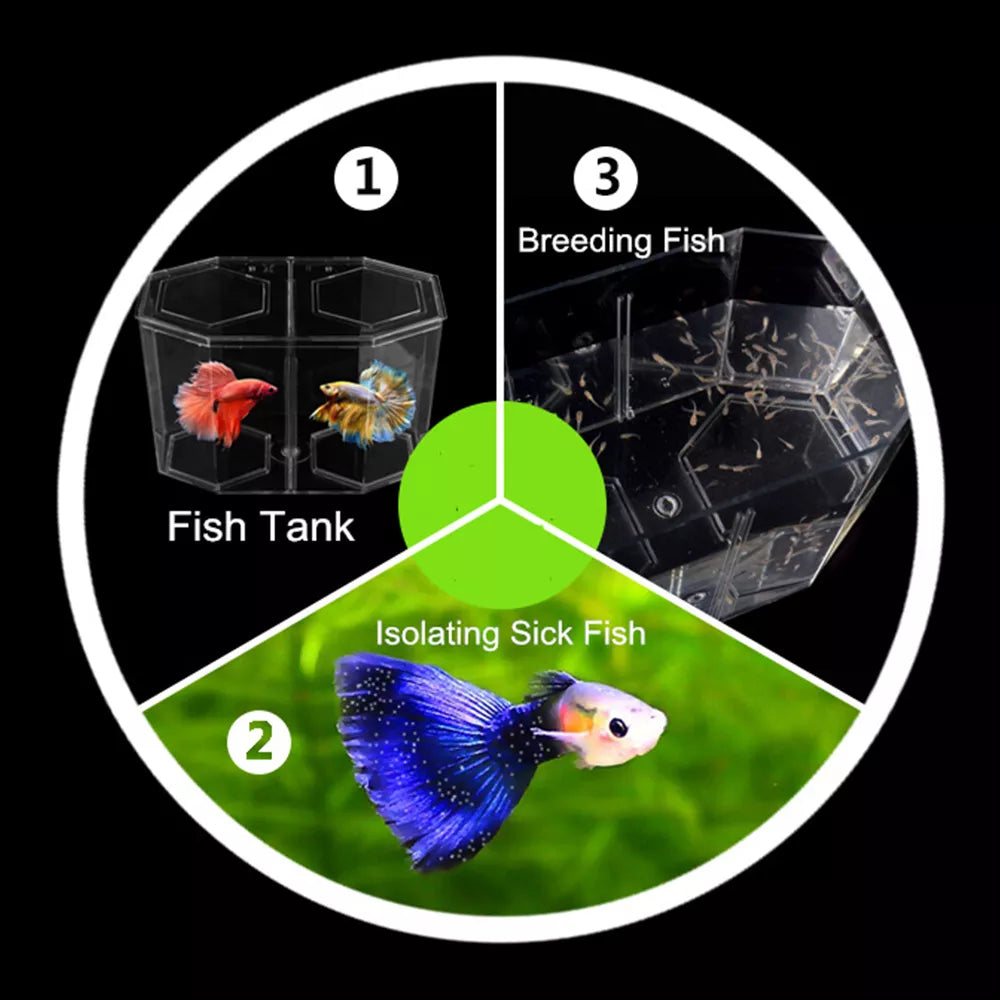 Acrylic Guppy Fish Tank Two Splits Aquarium Betta Fish Bowl Transparent Aquarium Hatchery Breeding Isolation Box