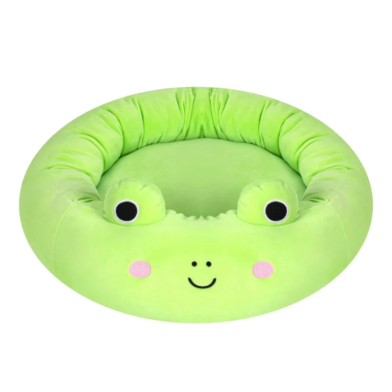 Cartoon Pet Bed Dog Bed Cat Bed Soft Breathable Frog Octopus Pineapple Dolphin Round Pet Nest Antibacterial All Four Seasons Mat