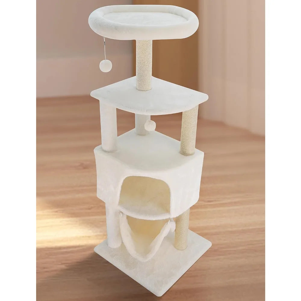 HUITREE 45in Cat Tree Tower for Indoor Cats with Scratching Post and Hanging Bed,