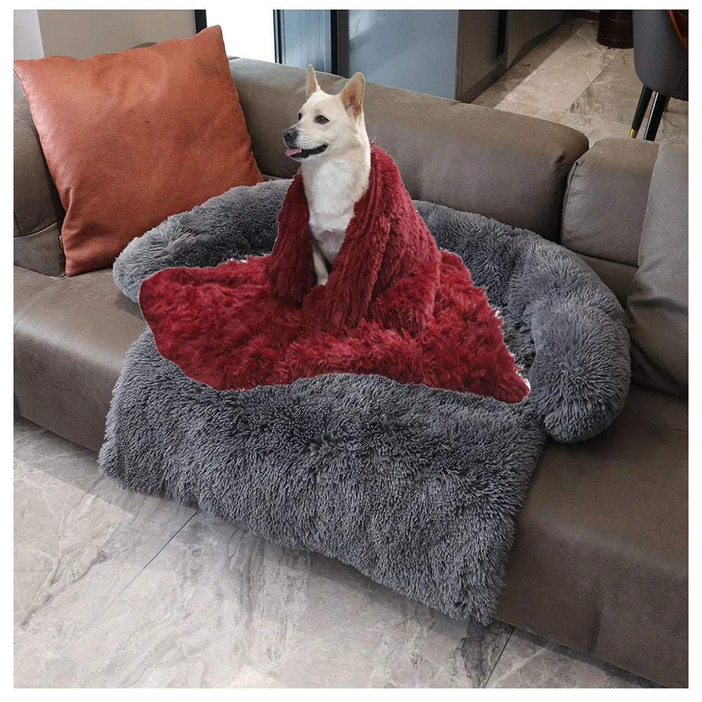 Winter Pet Sofa Bed Large Dog Beds with Zipper Plush Calming Dog Kennel Warm Cat Bed Mat Couches Car Floor Furniture Protector