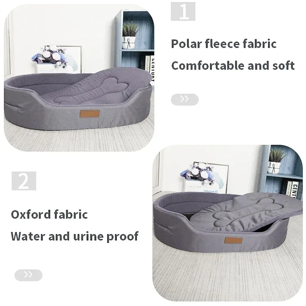 Medium Dog Bed Oval Anti-bite Dog Sofa Bed Oxford Cloth Waterproof and Anti-urine Dual-Purpose Inner Pad Winter Warm Cat House