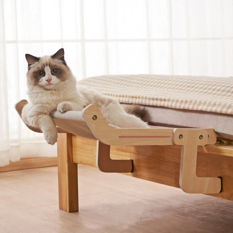 Hanging Pet Cat Bed Window Hammock Sofa House Furniture Kitten Indoor Washable Removable Seat Wooden Sleeping Bed Perch Shelves