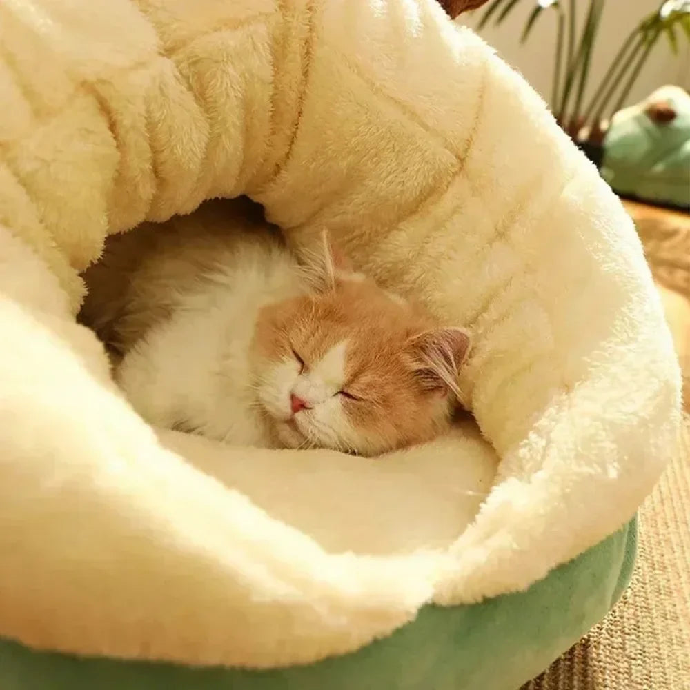 Pet Warm Slipper Nest Comfortable Soft Cute Slippers Shaped Small Cat Dog Bed Semi Enclosed Thickened Cushion Bed Pet Supplies
